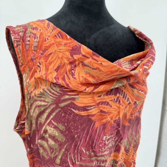 Vtg Paradise NY Maxi Dress XL Tropical Asymmetrical Hem‎ Ruffle Resortwear - Picture 4 of 6